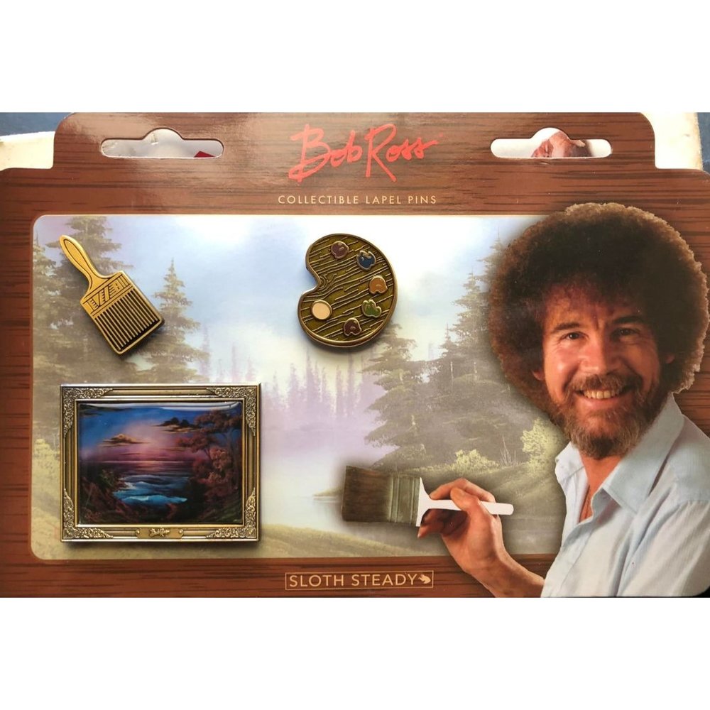 Enamel Pin Custom Lapel The Bob Ross Paint Brush Canvas Hat Pin Set